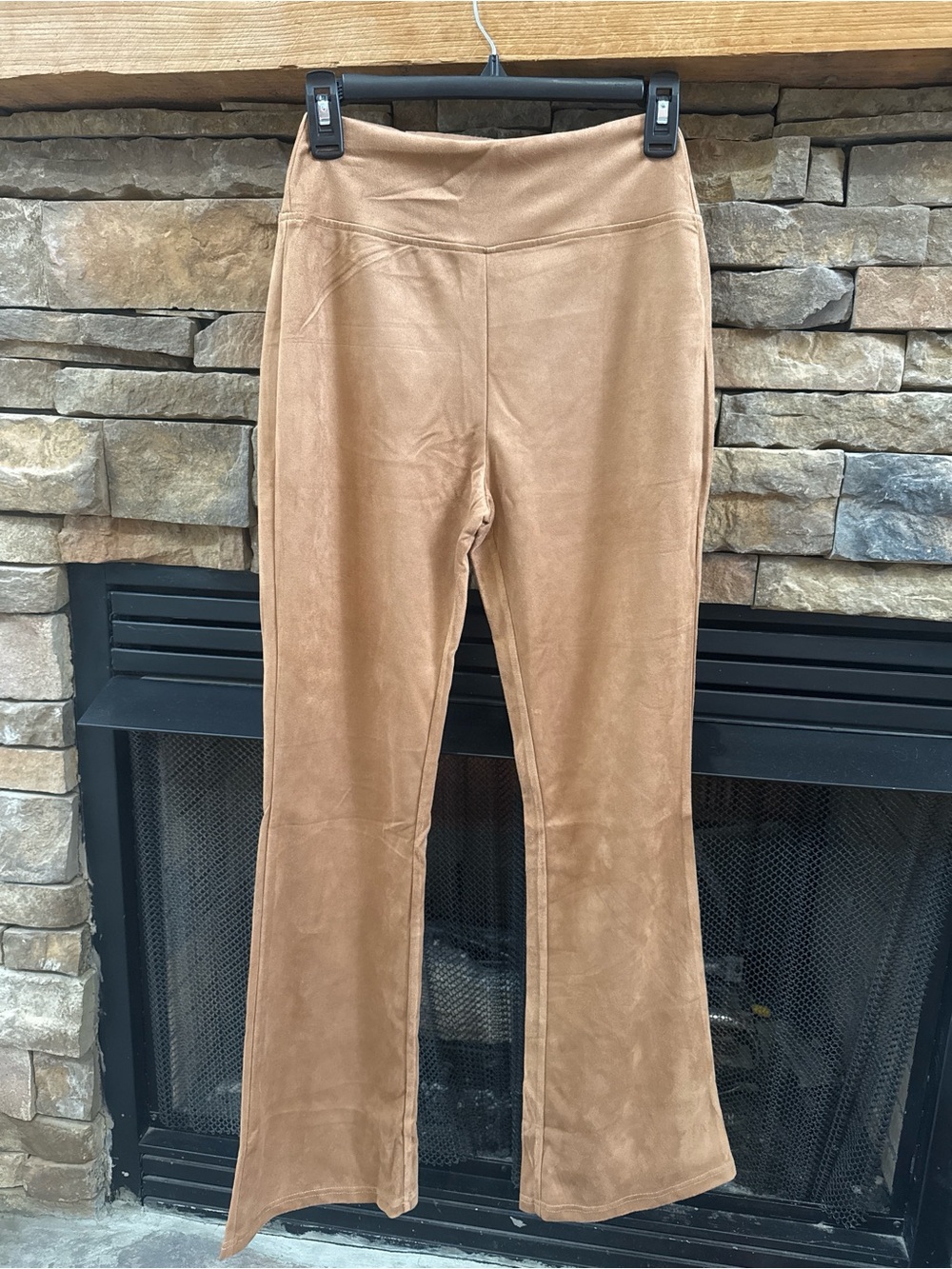 Le Lis Camel Tan Boot Cut Flare Faux Suede Pants
